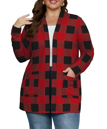 Image of OLRIK Plus Size Cardigan for Women 2026 Lightweight Open Front with Pockets