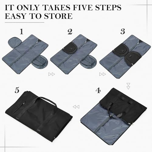 Image of Convertible Garment Bags for Travel Carry On Garment Bag For Men Women Foldable Duffle Bag For Travel,2 in 1 Hanging Suitcase Suit Travel Bags (Black)