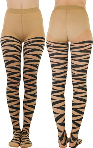 Image of ToBeInStyle Women's Strappy Zig Zag Lace Up Bandage Print Fashion Goth Tights
