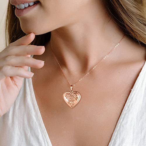 Goldchic Jewelry Rose Gold Locket Necklace That Holds Pictures Floral Pattern Heart Lockets Picture Necklace For Women #TOP1