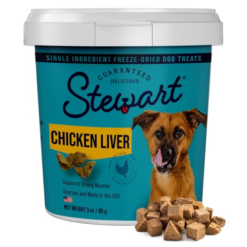 Stewart Freeze Dried Dog Treats 100% Chicken Liver 3 oz Tub