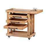 MEEDEN Art Supplies Storage Cart: 5-Tier Solid Beech Wood Utility Rolling Cart with 3 Drawers - Craft Orgnizer on 4 Wheels