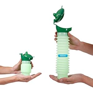 Lunata (Upgrade 2020) 600ml Universele Mini Urinaal voor Man, Vrouw & Kind, Mobiele Toiletten, Personeel Toilet, Noodreistoilet, Nood-WC, buigbare Urinefles, Kleur: Groen