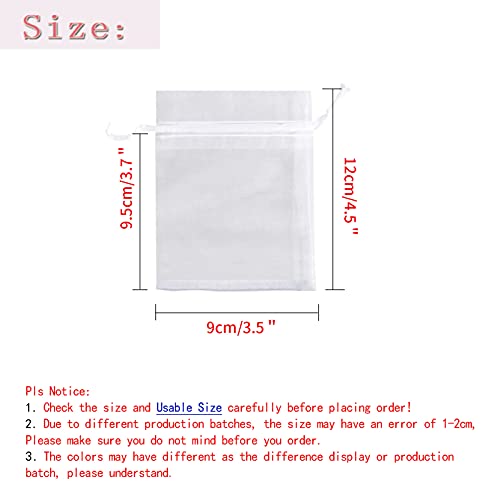 Image of Dealglad 50pcs Drawstring Organza Jewelry Candy Pouch Christmas Wedding Party Favor Gift Bags (3.5x4.5 inch, White)