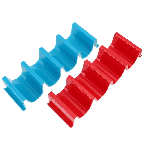 DEARMAMY 2 Piezas Soporte para Tacos de Inoxidable Soporte Multifunción para Tortillas Panqueques y Rollos Resistente y Fácil de Limpiar Paquete de Unidades Azul y Rojo