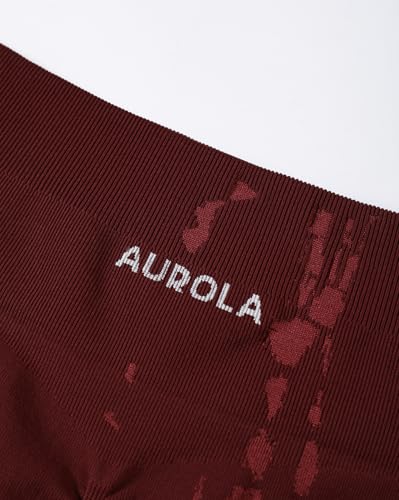 Image of AUROLA Serpent Seamless Scrunch Workout Shorts for Women,Tummy Control Squat Proof Ribbed Thick Active Gym Short