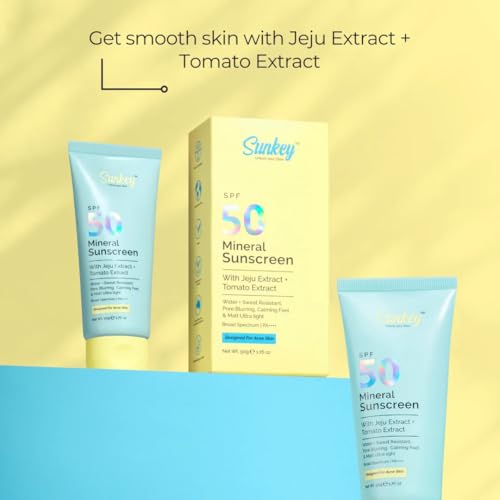 Image of Sunkey Mineral Sunscreen SPF 50 PA++++ With Jeju And Tomato Extract | Non-nano | Lightweight | No White Cast | Water & Sweat Resistant