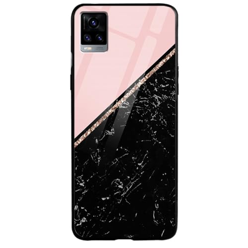 Image of COLORflow Back Cover Compatible with Vivo V20 | Black Marble Pink | Shockproof TPU Bumper Cover with Camera Protection Back Cover Compatible with Vivo V20