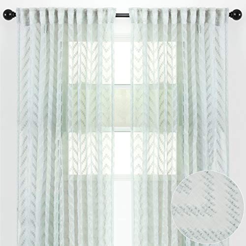 Chanasya 2-Panel Embroidered Design Textured Sheer Curtain Panels - for Windows Living Room