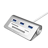 Sabrent Premium 3 Port Aluminum USB 3.0 Hub with Multi-In-1 Card Reader (12" cable) for iMac, MacBook, MacBook Pro, MacBook Air, Mac Mini, or any PC (HB-MACR)