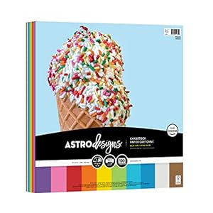 Astrodesigns Crafting Cardstock, 12″ x 12″, 65 lb/176 gsm, 10-Color Delightful Assortment, 100 Sheets (91039)