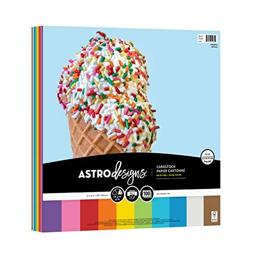 Astrodesigns Crafting Cardstock, 12" x 12", 65 lb/176 GSM, 10-Color Delightful Assortment, 100 Sheets (91039) by Astrodesigns - Used condition - CA$15.30