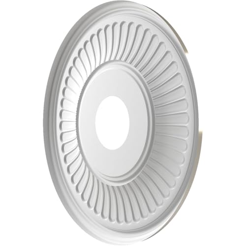 Image of Ekena Millwork CMP16BEBCR Berkshire Thermoformed PVC Ceiling Medallion (Fits Canopies up to 7 inch), 16 inchOD x 3 1 /2 inchID x 1 inchP, Bright Coat Chrome