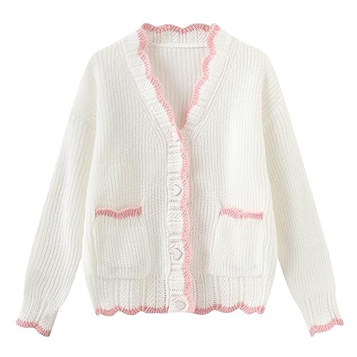 Womens Kawaii Rabbit Knit Sweater Cute Cardigan Aesthetic for Teen Girls Cosplay Y2k Anime Japanese JK School Uniform Jacket