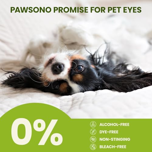 PawSono Eye Wipes for Dogs & Cats, Hypoallergenic Dog Eye Wipes Cleaner, Natural Cleaning Grooming Pet Wipes Gently Remove Tear Stain, Eye Debris, Discharge, Mucus, Non-Irritating, Unscent, 100 pcs