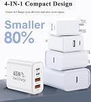 40W USB C Bloc du chargeur, USB C Chargeur rapide, bloc de rechargeur multi-téléphone avec double PD USB-C Ports et QC3.0 USB-A Ports, USB C Bloc de charge compatible avec iPhone 17 16 15 14 13 Pro Max, iPad, Android