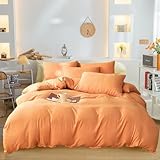 Wellboo Peach Comforter Sets King Pink Orange Bedding Comforters Solid Grapefruit Color Bedding Cotton Women Girls Light Orange Quilts Modern Minimalist Peach Comforters Plain Coral Pink Bed Luxury