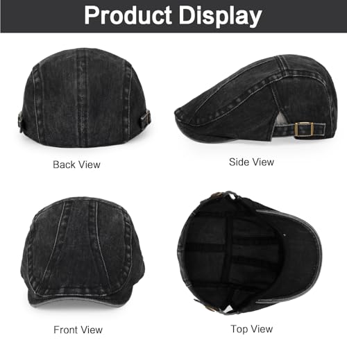 Image of 3Pcs Men's Newsboy Caps Cotton Cooling Hat Adjustable Flat Cap for Men