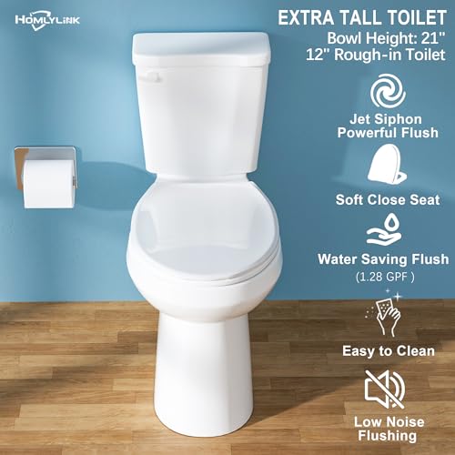 Homlylink HM-2489T 21 Inch Tall Toilet For Seniors, Extra High Toilet, Comfort Bowl Height Toilet thumb #1