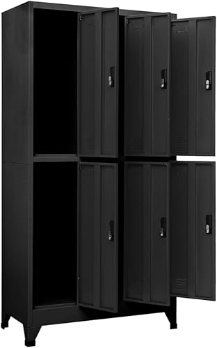 Miniatura 6 de Armario de metal para armarios de armario antracita 35.4 x 17.7 x 70.9 pulgadas, acero para empleados gimnasio, hogar, escuela, oficina