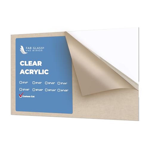Custom Cut Clear Acrylic Sheet – Plexiglass Sheets 1/4 inch Thick (6mm), Scratch-Resistant, Protective Film – Ideal for DIY, Picture Frames, Table Tops, and Signage by Fab Glass and Mirror