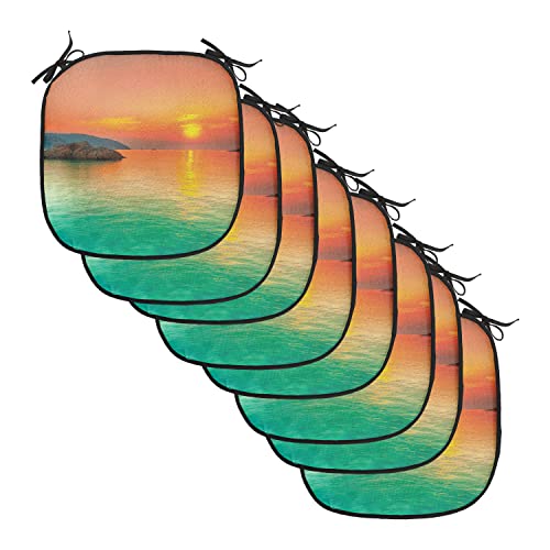 Lunarable Nature Chair Cushion Pads Set of 8, Sunset Over