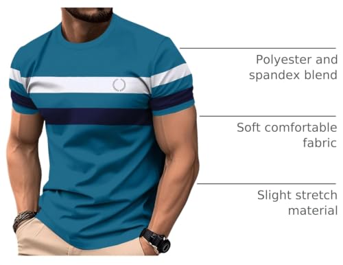 Image of RoseSeek Men's Color Block Short Sleeve Tee Shirts Casual Crewneck T Shirt Trendy Summer Tops