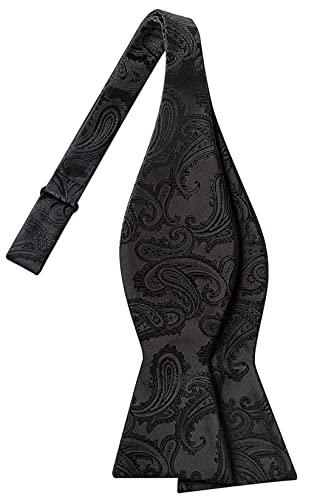 KissTies Mens Black Self-Tied Bow Tie Paisley Wedding Formal Tux Bowties