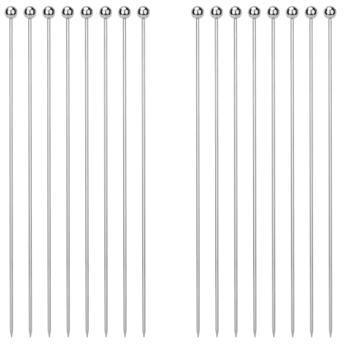 16PCS Cocktail Picks, Reusable Metal Toothpick, Stainless Steel Cocktail Toothpick, Martini Skewer, Bloody Mary Skewer for Olive Appetizer Fruit (8 inch)