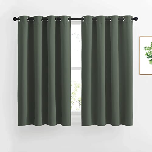 NICETOWN Bedroom Blackout Curtains & Drapes - Window Treatment Thermal Insulated Solid Grommet Voice Reducing for Kitchen/Nursery, Dark Mallard, 1 Pai