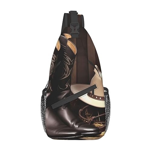 Sac à bandoulière léger imprimé cowboy pour homme et femme, sacoche décontractée noire