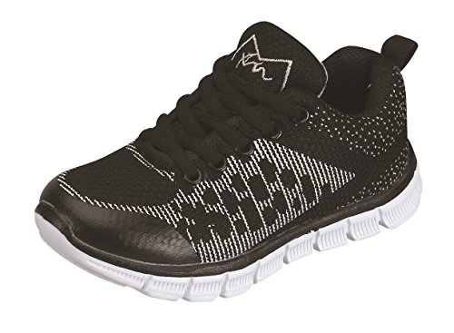Benefit Wear M-AIR Ultra Lightweight, Kids Athletic Lace Sneakers for Boys & Girls (2, Dash Black)