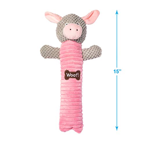 Image of Best Pet Supplies Log Plush Toy With 3 Textures and 2 Squeakers - Interactive for Small and Large Dog Breeds - Pig, Sheep and Rabbit Bundle, Large