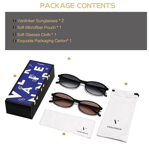 Image of VANLINKER Retro Polarized Rectangle Sunglasses Womens Trendy 90s Small Square Sunnies Vintage Narrow Thin Frame VL9855