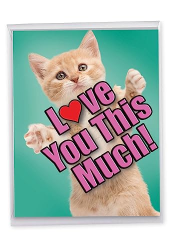 The Best Card Company - Jumbo Mother's Day Card (8.5 x 11 Inch) - Big Animal Greeting Notecard - Cat Love You This Much J6610GMDG