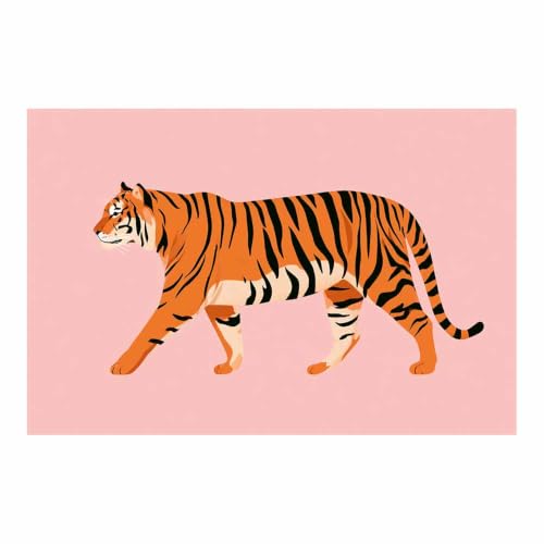 Toile tigres fond rose decoration murale pour illuminer la salle de jeux et le salon