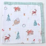 Jay & Ava Muslin Christmas Baby Blanket 42” x 42”, Soft Toddler Cotton Baby Blankets for Boy, 4 Layers Bed Muslin Throw for Baby Crib, Large Baby Receiving Blanket - (Christmas Forest)