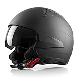 Westt Open Face Motorcycle Helmet, 3/4 Motorcycle Helmet DOT Approved, Lightweight Moped Helmet with Built-in Sun Visor, Quick Release Strap, Removable Washable Liner, Scooter Helmet for Adults