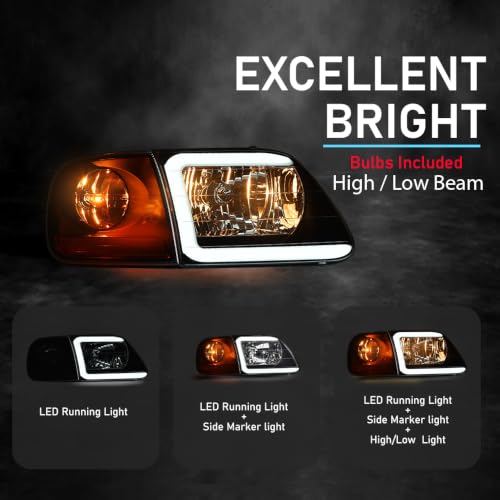 Image of PIT66 LED DRL Headlights Assembly Fit 1997-2003 Ford F150