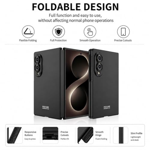 Image of TechTrendz Hard PC Ultra Slim Matte Case for Samsung Galaxy Z Fold 8,Shockproof Anti Scratch Protective Cover with Wireless Charging Compatible with Z Fold 8 5G (Black)