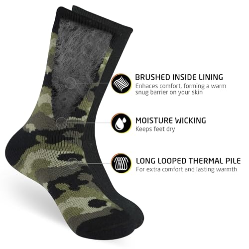 HOT FEET Thermal Socks for Men, Cold Weather, 2/4 Pack Thick Warm Socks, Winter Insulated, Stocking Stuffers, Size 6-12.5