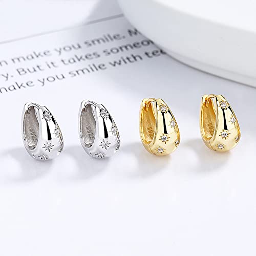 MIKAMU 925 Sterling Silver Star Hoop Earrings for Women CZ cubic zirconia Star Earring Jewelry for Women2