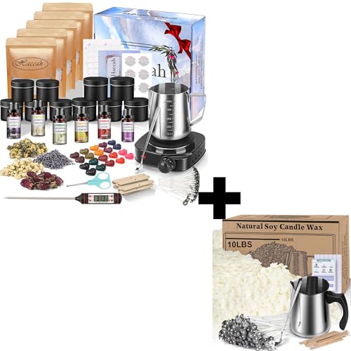 Complete Candle Making Kit with Wax Melter, Making Supplies,DIY Arts&Crafts Gift for Beginners,Adults,Including 500w Electronic Stove,Wicks,Rich Scents,Dyes,Melting Pot,Candle tins, Dried Flower