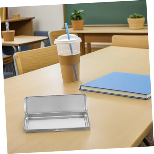 Étui à crayons tôle rectangulaire : boîte en métal minimaliste épurée