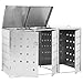 pedkit Mülltonnenbox für 3 Mülltonnen von bis zu 240 L, Mülltonnenverkleidung mit Belüftungs?ffnungen, Abschlie?bar, Edelstahl Silbern 207 x 77,5 x 115 cm