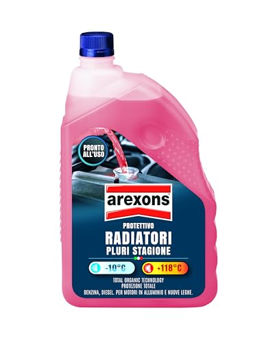 AREXONS Protettivo Radiatori Pluri-Stagione, Protezione Antiebollizione Estiva per Motori Moderni, Efficace Fino a +118°C, Adatto a Rabbocchi e Miscelazioni, 2L