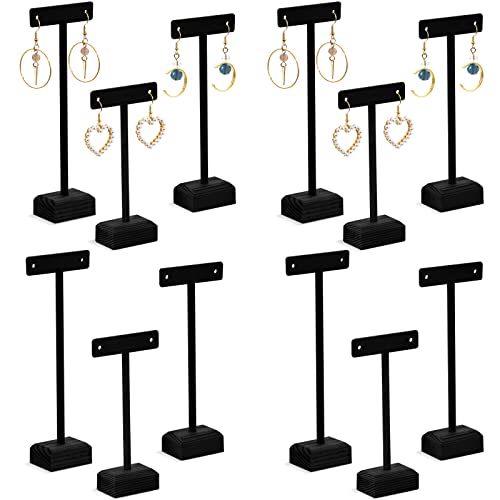 Marsui Earring Display Stands for Selling Set Wood T Bar Earrings Display Stand Holder for Jewelry Necklaces Bracelet Earrings Showroom Trade Display(Black, 12 Pcs)