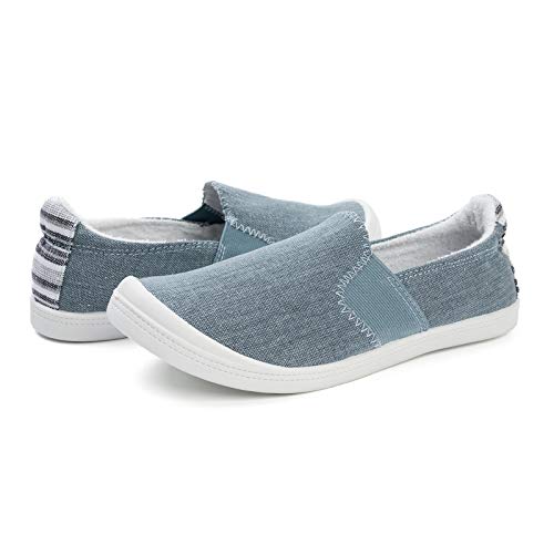 Image of FUNKYMONKEY Slip-On Canvas Sneakers for Women, Comfortable Lightweight Lace-Up Flat Casual Tennis Shoes Breathable Walking Shoes for Everyday Wear