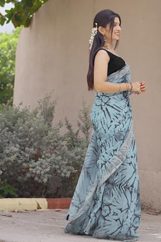 Image of MIRCHI FASHION Women Saree Cotton Abstract Printed | Lightweight Comfortable Sari for Office and Regular Daily Wear with Matching Blouse Piece