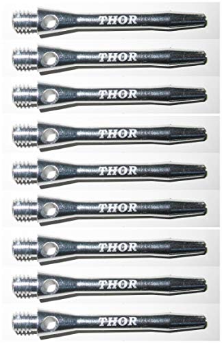 THOR-DARTS ®™ Aluminiowe trzonki 47 mm średnie rzutki aluminiowe shafty zestaw 3 = 9 sztuk srebrne